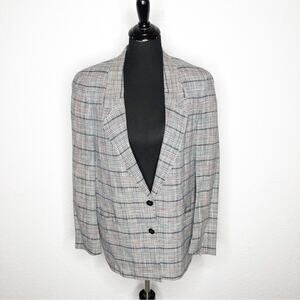 Corbin Ltd vintage black white houndstooth plaid button front blazer size 8
